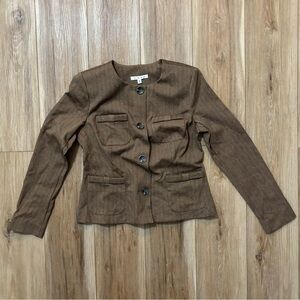 Cabi Brown Herringbone Fleck Penny Casual Career LS Blazer Women's Size M
